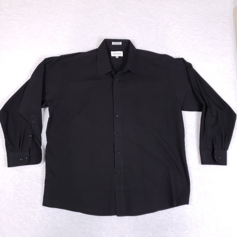 Gerald Austin Dress Shirt Mens 17.5 Black Long Sleeve Professional Classic Fit